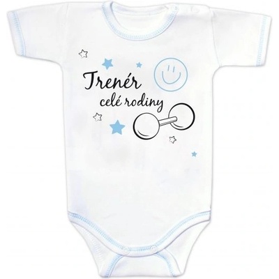 Baby Nellys Body krátký rukáv s vtipným textem Trenér celé rodiny