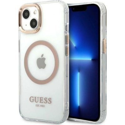 GUESS Кейс Guess GUHMP13MHTRMD за iPhone 13 6.1"", златен / златен, твърд, Metal Outline Magsafe (GUE002321-0)