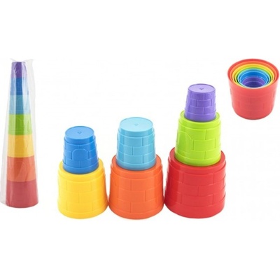 Teddies Kubus pyramida skládanka kulatá barevná 7ks