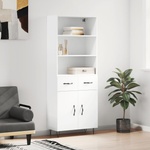 vidaXL Висок шкаф, бял, 69, 5x34x180 см, инженерно дърво (3200545)