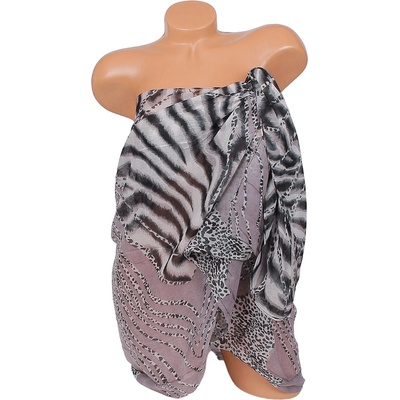 Парео за плаж в сиво с животински десен