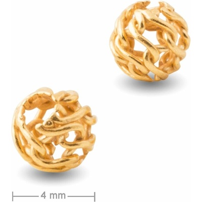 Strieborný filigránový korálik pozlátený 4mm č.699 - 10 ks