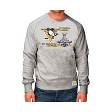 Pittsburgh Penguins Original Retro Brand 2017 Stanley Cup Champions Raglan Long Sleeve Crew Sweatshirt gray