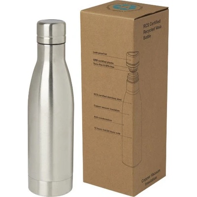 Vasa měděná vakuově izolovaná láhev z recyklované nerezové oceli Stříbrný 500 ml