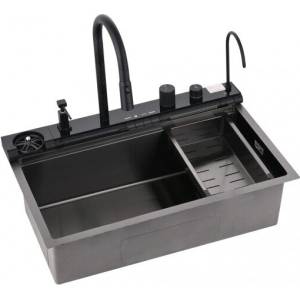 Inter Ceramic Кухненска мивка 7547PVD Black + Смесител 7567131MB - комплект с екстри и PVD покритие (7547PVD BLACK + СМЕСИТЕЛ 7567131MB) Мивка за вграждане