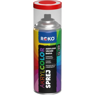 Rokospol Akrylcolor sprej akrylová vrchní barva 400 ml dopravní červená