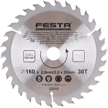 Festa Pilový kotouč TCT 160 x 20 x 2,8/2,0 mm 30 zubů 22310