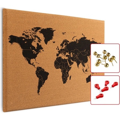 Allboards TK64_MAP korková nástěnka mapa světa 60 x 40 cm