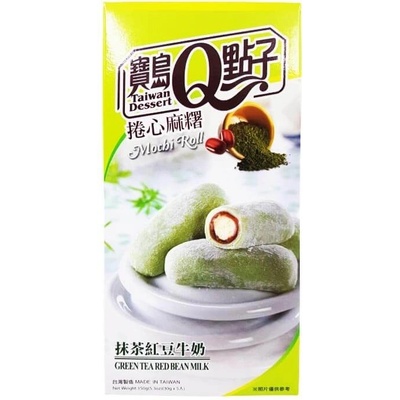 Q Brand Mochi rolky zelený čaj červená fazuľa 150 g