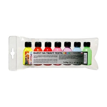 Artemiss Sada textilných farieb na tmavý textil neónové odtiene 7 x 25 g