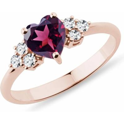 Klenota Prsteň z ružového zlata s rhodolitom a diamantmi k0664054