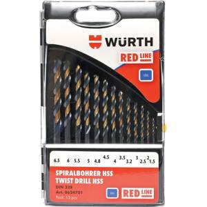 Würth Комплект свредла за метал Würth HSS RED LINE Ø1, 5-6, 5 мм, 13 броя