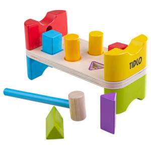 Bigjigs Toys - Дървена игра за сортиране с чукче (T0530)