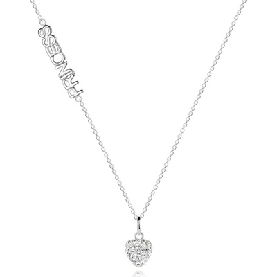 Šperky eshop ze stříbra čiré zirkonové srdíčko nápis princess SP37.20