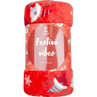 Essex Deka z mikrovlákna Festive Vibes červená 130x170