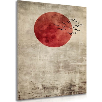 Obraz japandi červený měsíc - 40x60