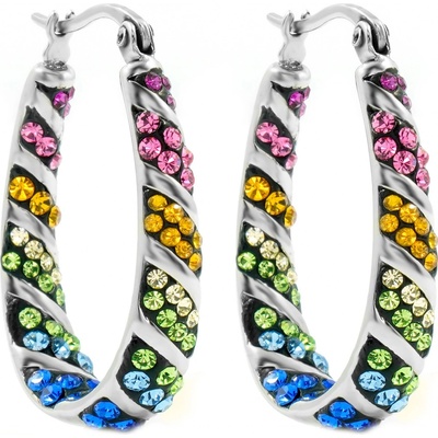 BRUNOshop.cz Náušnice DUHA s kamínky S3814