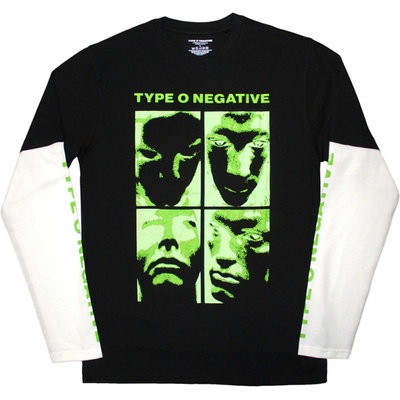 Type O Negative Faces Sleeve Print Layered Black & White