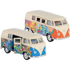 Goki Метална количка Goki - Volkswagen T1 Bus 1963, 1: 34, асортимент (12338)