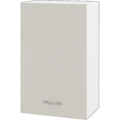 ИРИМ Горен шкаф с врата и рафт Сити БС-6 бяло гладко / сатен 45 см