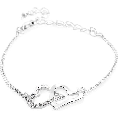 JSB Bijoux dvojsrdíčko zdobený křišťálovými kameny Swarovski