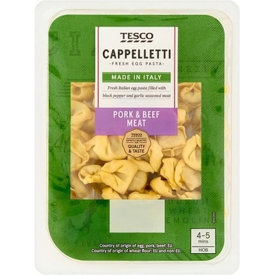Tesco Cappelletti nesušené vaječné cestoviny plnené mletým mäsom 250 g