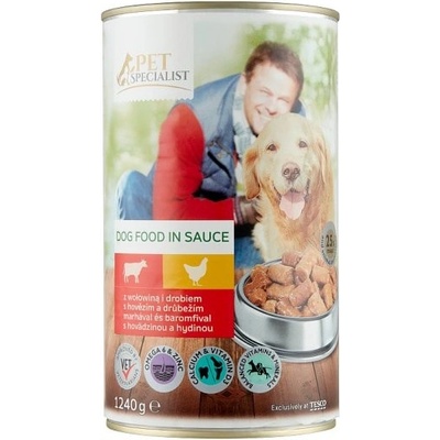 Tesco Pet Specialist Adult Kúsky s hovädzinou a hydinou v omáčke 1240 g