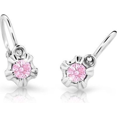 Danfil dětské náušnice C2158 z bílého zlata s kamínkem Pink zapínání brizura