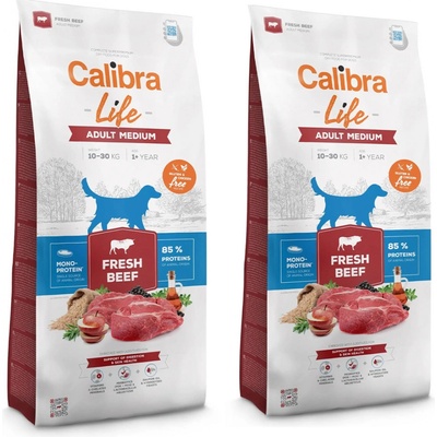 Calibra Dog Life Adult Medium Fresh Beef 2 x 12 kg
