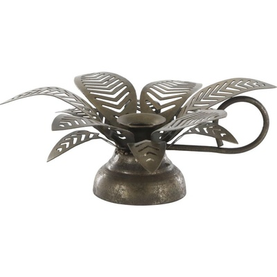 Mosazný antik kovový svícen na úzkou svíčku květina Kloee - 4*13*6 cm - Chic Antique
