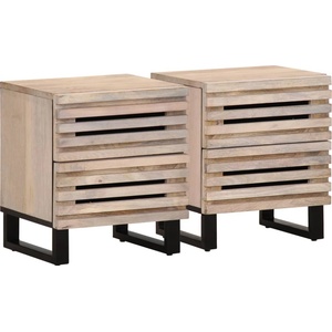 vidaXL Нощни шкафчета, 2 бр, 40x34x46 см, избелено мангово дърво масив (377433)