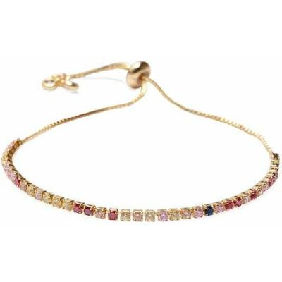 Nefertitis Třpytivý stahovací náramek v barvě zlata s multicolor kubická zirkonie 25 cm NF26279