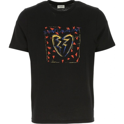 SAINT LAURENT Broken Heart Black tričko černá