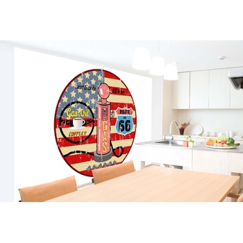 DIMEX ART Самозалепваща се флизелинова фототапета ретро бензиностанция 375 x 250 см