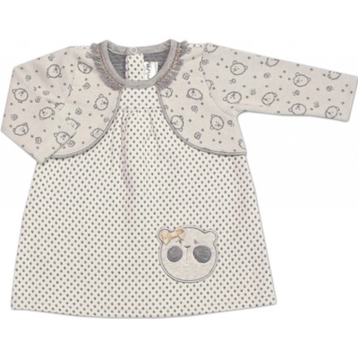 Dojčenské šatôčky s bolerkom Lovely Teddy Minetti ecru/sivé