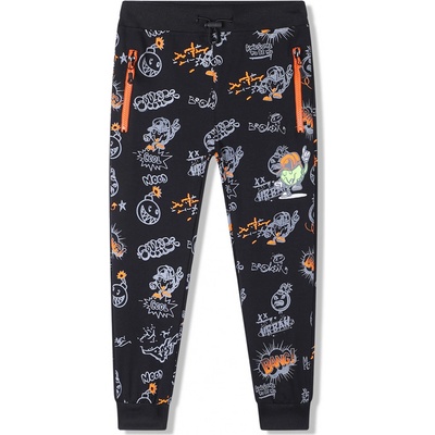 Kugo chlapecké tepláky FT6021 černá oranžové zipy černá
