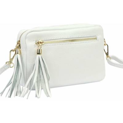 Luka Dámska kožená crossbody kabelka biela malá 20-030