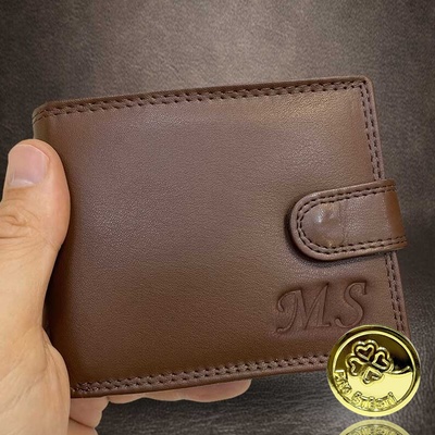 Pánská NAPPA kožená peněženka RFID BEORIGINAL se zapínáním a monogramem