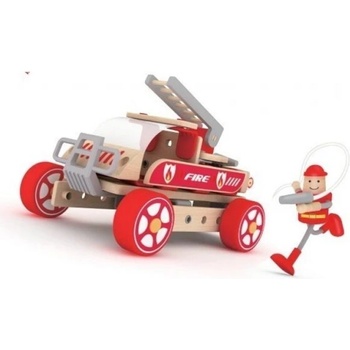 Classic World Дървен конструктор за деца - Пожарникарска кола