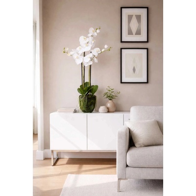 Umelá orchidea ORCHIDELIS, plast, výška 87 cm, biela