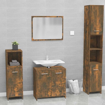 vidaXL Комплект мебели за баня, опушен дъб, инженерно дърво (815528)