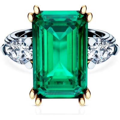 SAVICKI Пръстен Savicki: двуцветно злато, смарагд, диаманти