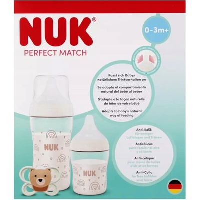 Nuk Perfect Match sada 2 fľašiek + štartovací cumľík na ukľudnenie