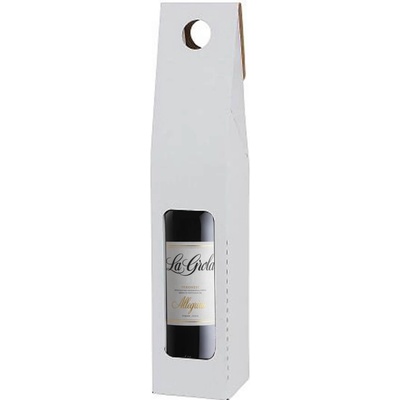 Darčekové balenie na 1 fľašu 0,75 l, farba: biela, rozmer: 82x82x403 mm