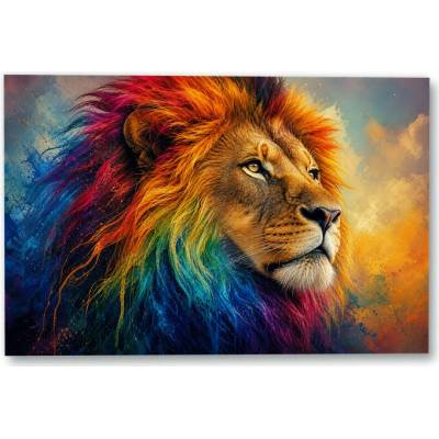 Plakát – Lev s pestrobarevnou hřívou Bez rámu Bez rámu 120 × 80 cm Ano
