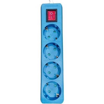 EUROLAMP Разклонител EUROLAMP SA - 10197, 4 гнезда, 2m, син (147-62072)
