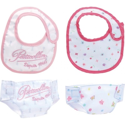 Petitcollin Sada 2 ks podbradníkov a 2 ks plienok pre bábiky 36/40 cm