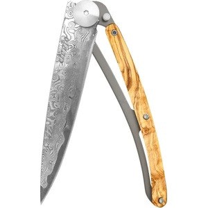 DEEJO 1db009 damascus / Ексклузивно джобно ножче с острие, изработено от 88-слойна неръждаема дамаска стомана (1db009)