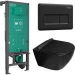 Rune Комплект казанче за WC с вграждаща рамка Hansgrohe iFrame 112 см и бутон iFrame Original Q, матово черно, плюс тоалетна чиния Rune Ivaldi Grande с капак softclose (01022180+66001670+5940541335832)