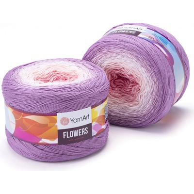 YarnArt Pletací / háčkovací příze FLOWERS 305 růžovo-fialový, melírovaná (duhová), fantasy, 250g/1000m